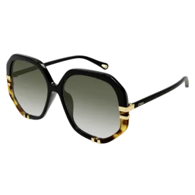 Chloe Black Sunglasses with Green Gradient lenses