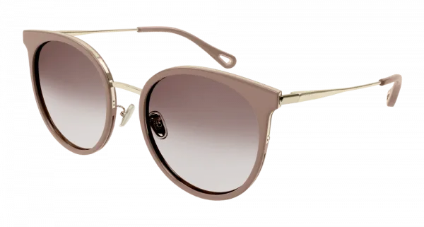 Chloe Nude/Gold Sunglasses with Orange Gradient lenses