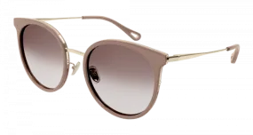 Chloe Nude/Gold Sunglasses with Orange Gradient lenses