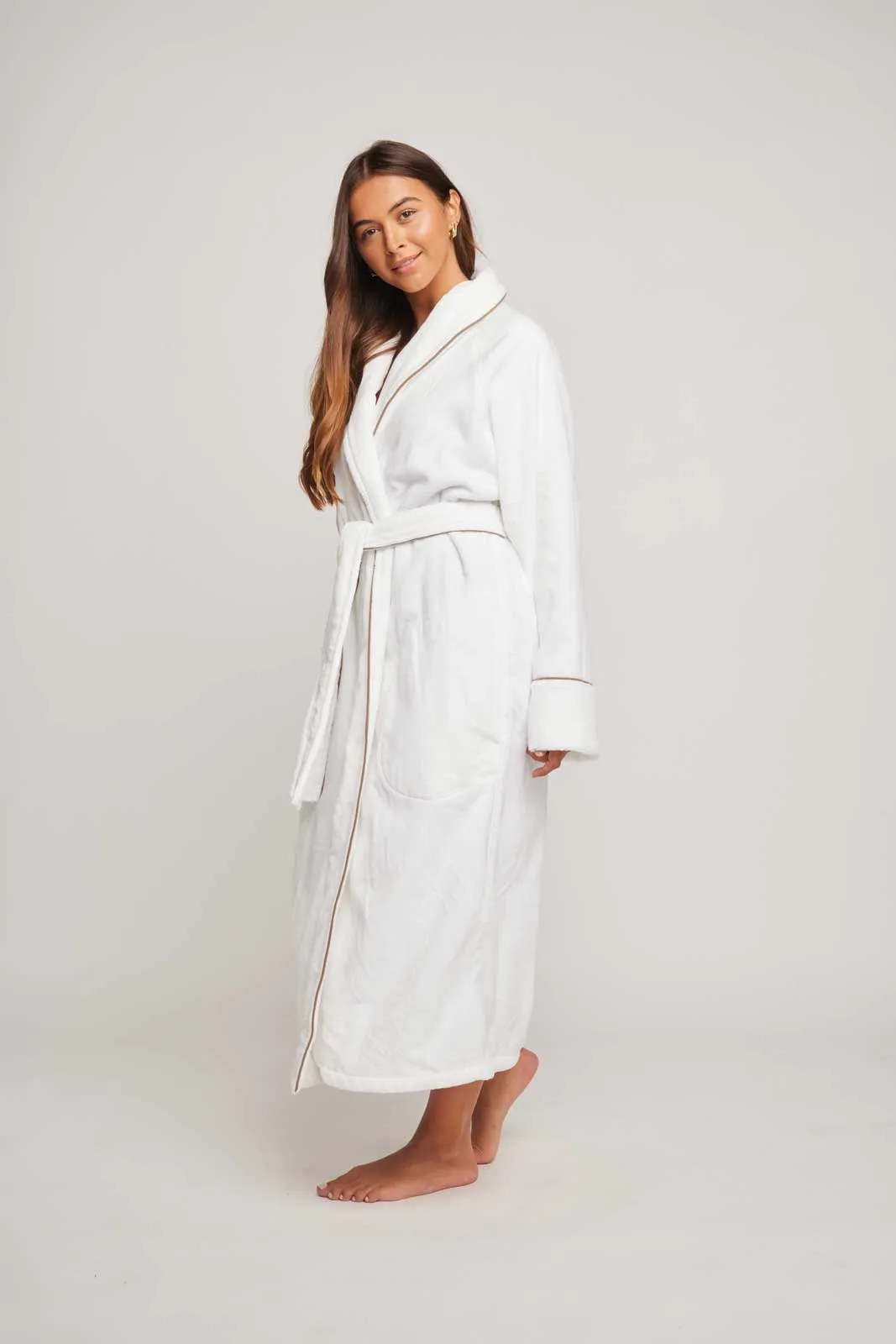 Collared Terry Robe Womens