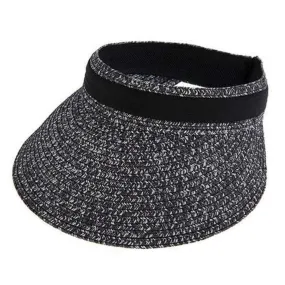 Dents Marl Straw Ribbon Band Sun Visor Hat - Black Marl