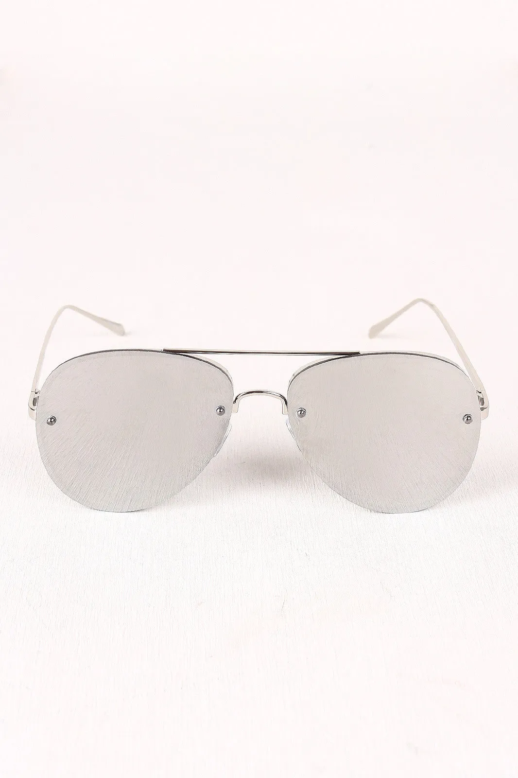 Double Bridge Mirrored Lens Aviator Sunglasses