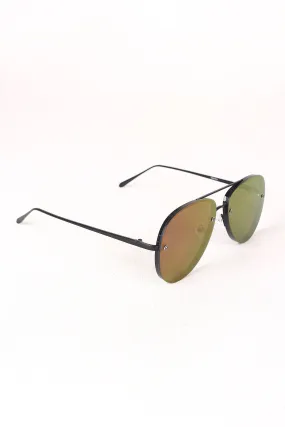 Double Bridge Mirrored Lens Aviator Sunglasses
