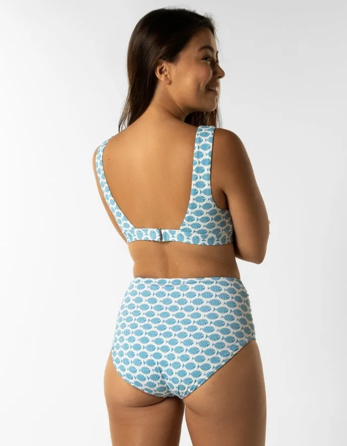 Dune – Baby Blue Fish Womens Plunge Bikini Top