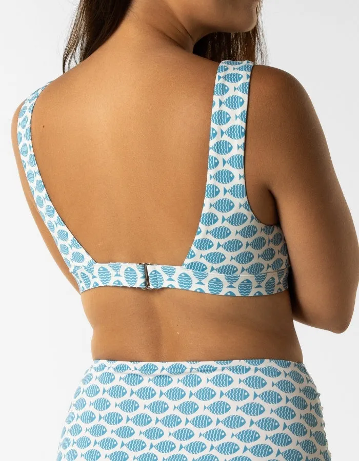 Dune – Baby Blue Fish Womens Plunge Bikini Top