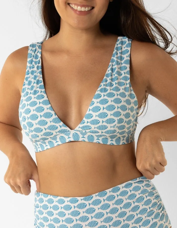 Dune – Baby Blue Fish Womens Plunge Bikini Top