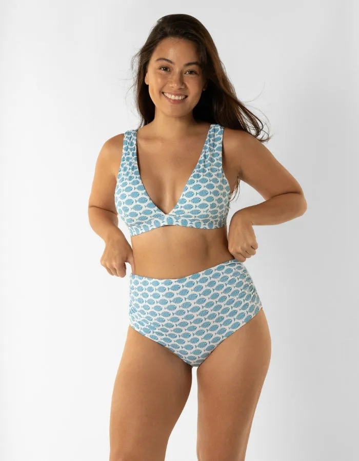 Dune – Baby Blue Fish Womens Plunge Bikini Top