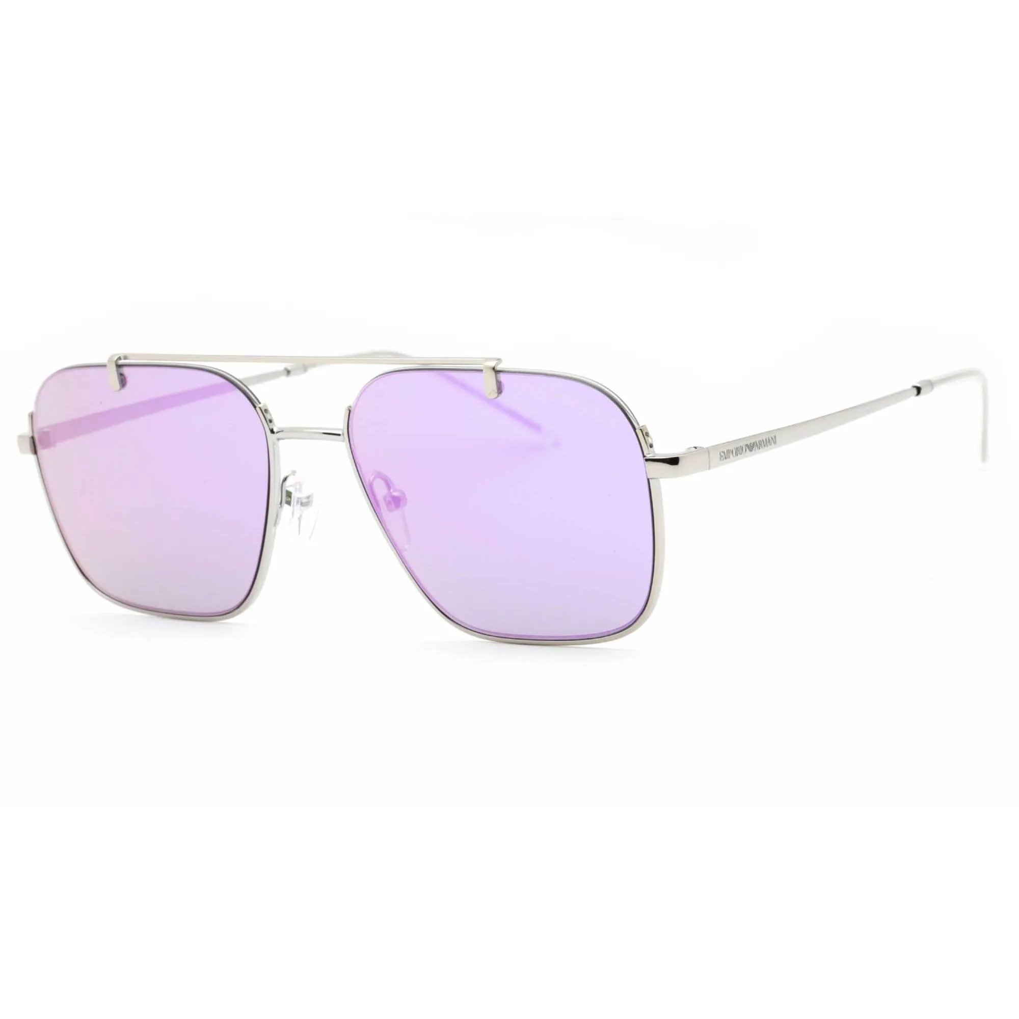 Emporio Armani Men's Sunglasses - Shiny Silver Metal Pilot Frame | 0EA2150 30154V
