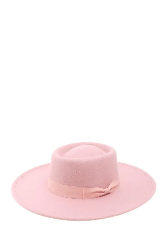 Felt Pilgrim Style Sun Hats with Ribbon Strap with Bow