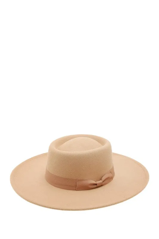 Felt Pilgrim Style Sun Hats with Ribbon Strap with Bow