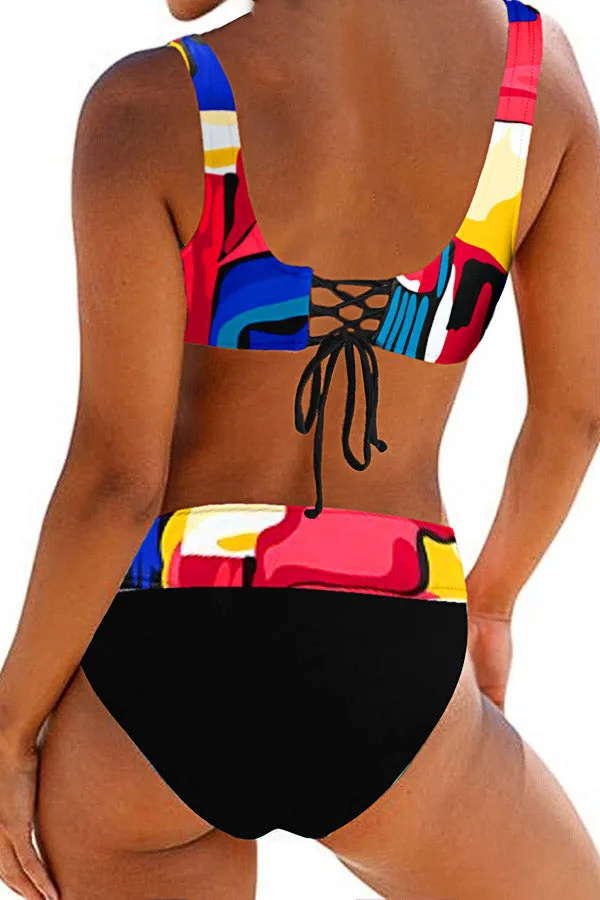 Flag Printed Colorful Bikinis