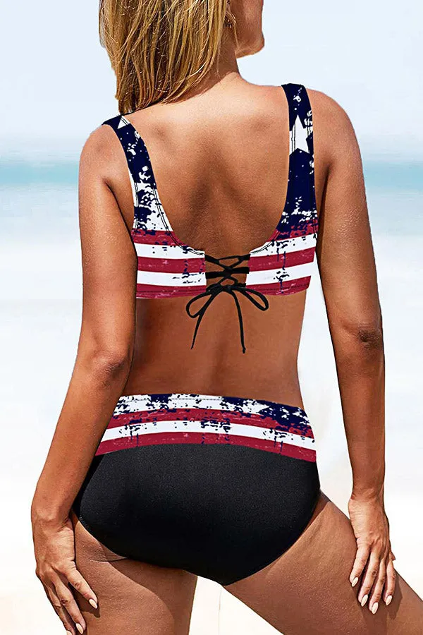 Flag Printed Colorful Bikinis