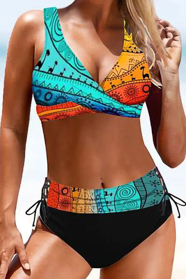 Flag Printed Colorful Bikinis