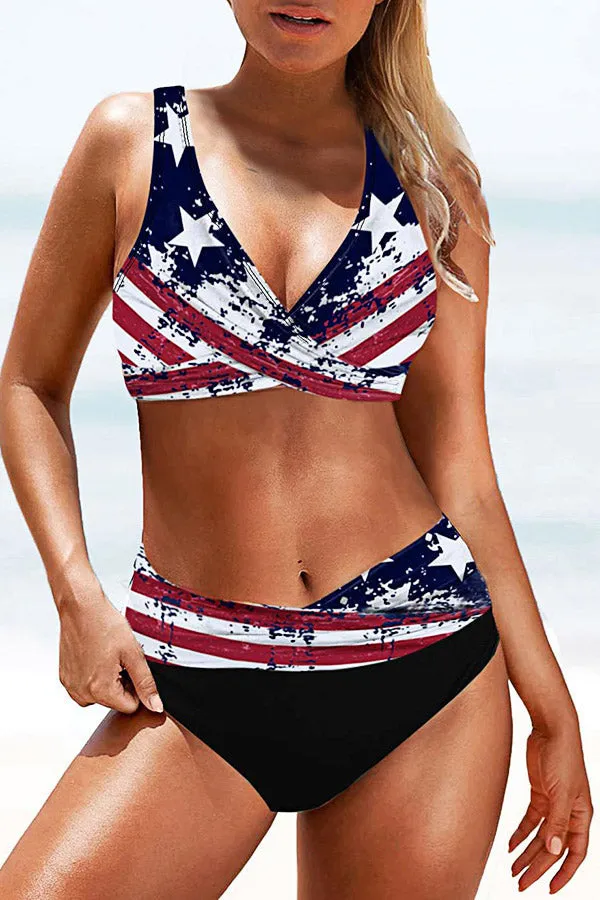 Flag Printed Colorful Bikinis