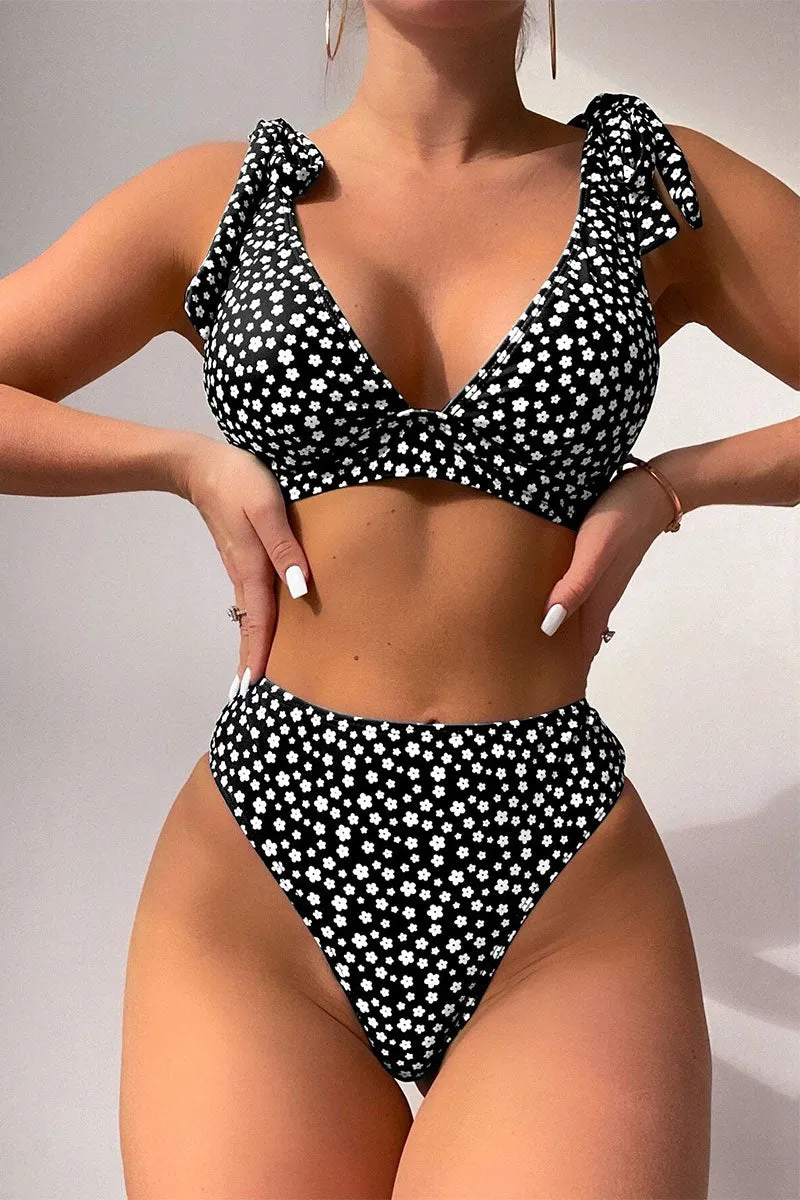 Floral Print Stunning Tie Strap Bikini