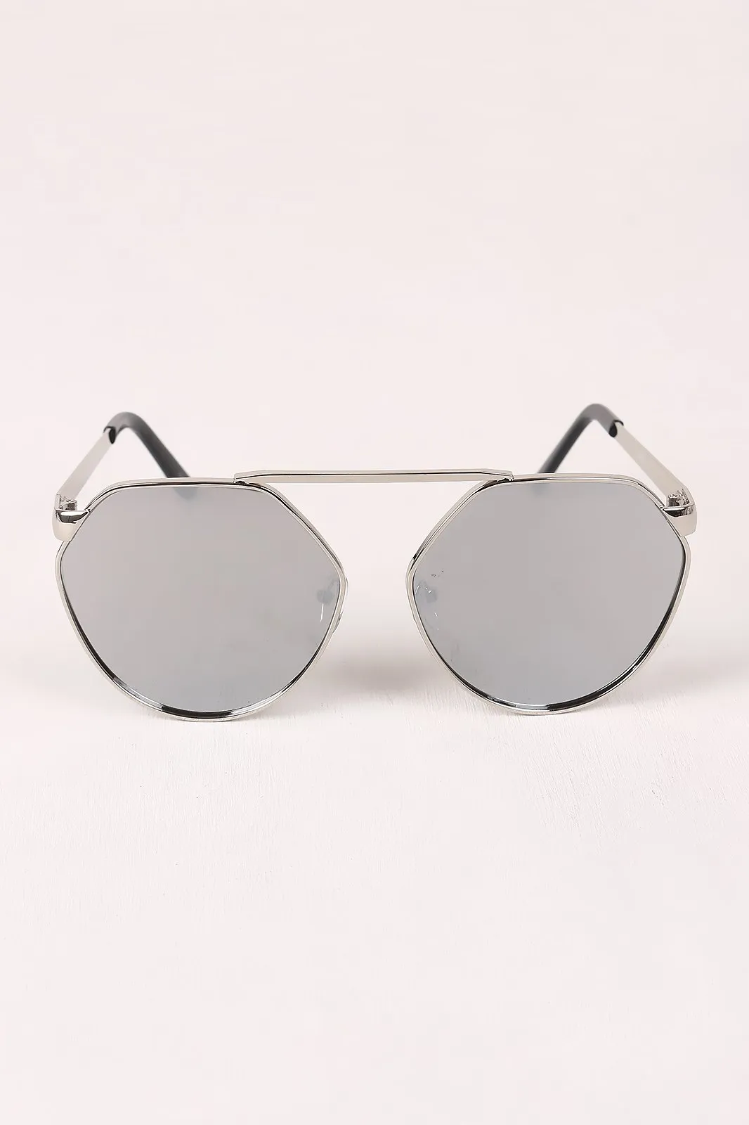 Geometric-Shape Mirrored Lens Sunglasses