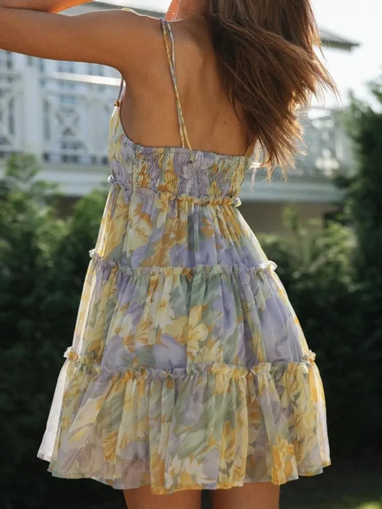 Georgina Mini-robe de poupée en mousseline de soie dégradée
