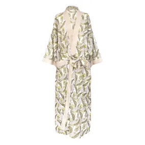 Golden Green Fern Kimono Robe