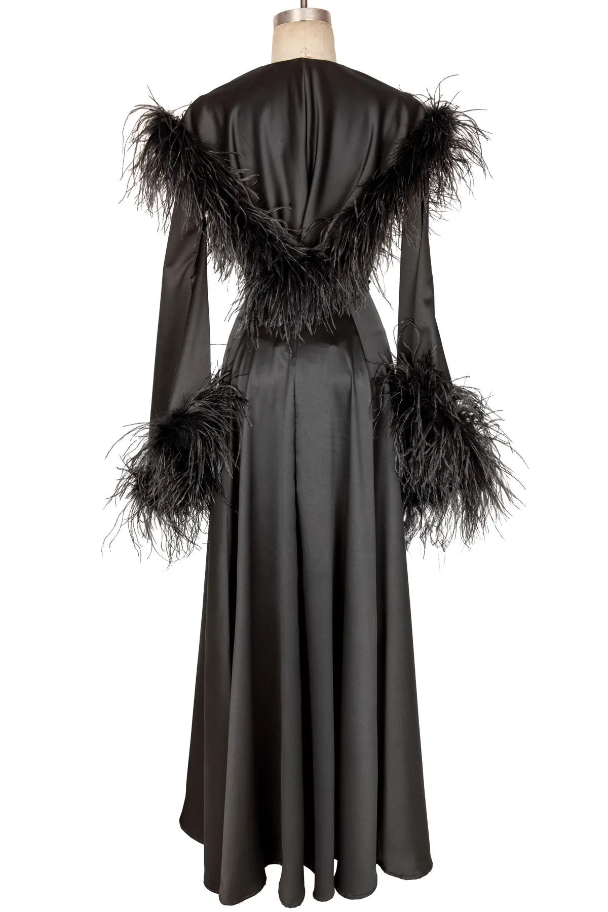 Grace Hooded Robe with Ostrich Feathers