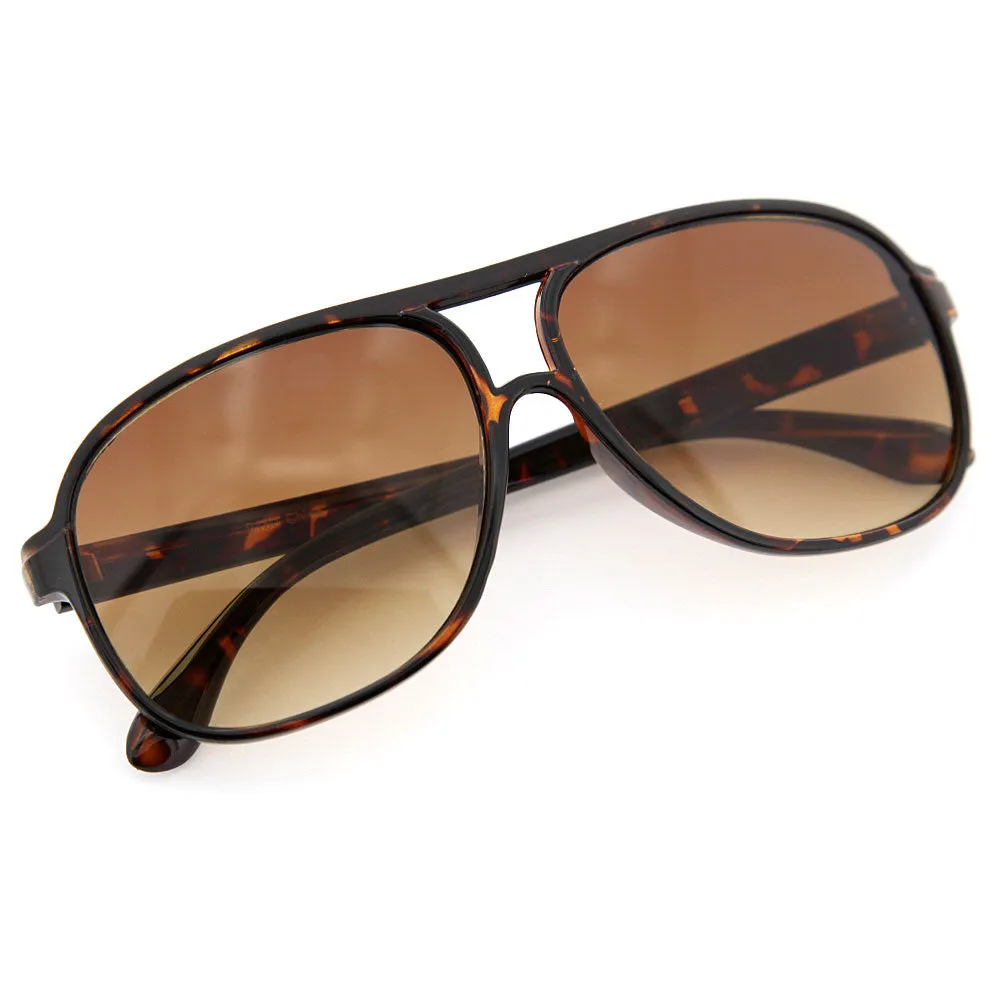 grinderPUNCH Sunglasses Plastic Aviator Classic Tear Drop Square Shape with Double Brow, Large