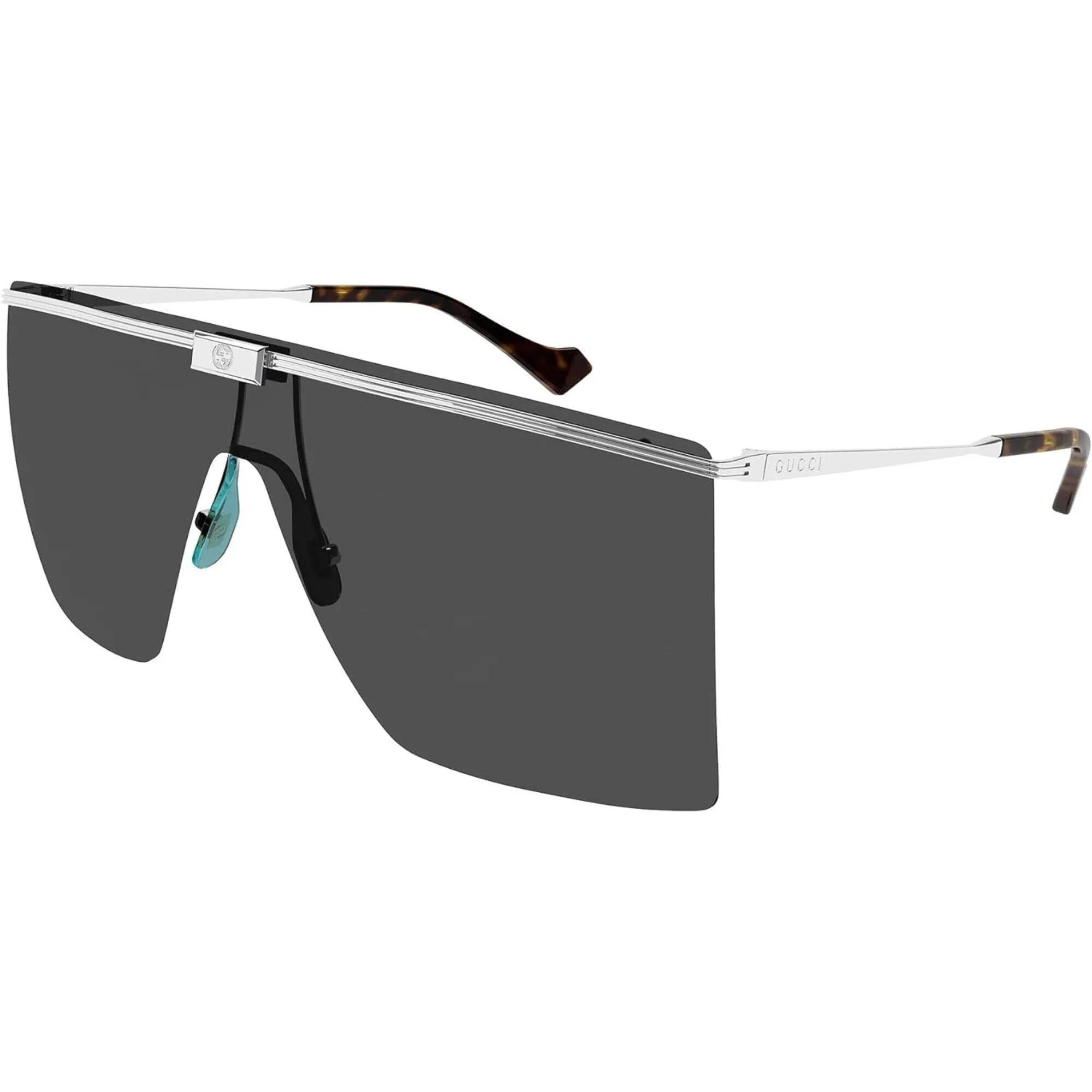 Gucci Men's Sunglasses - Silver Metal Pilot Rimless Frame Grey Lens | GG1096S 001