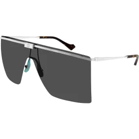 Gucci Men's Sunglasses - Silver Metal Pilot Rimless Frame Grey Lens | GG1096S 001