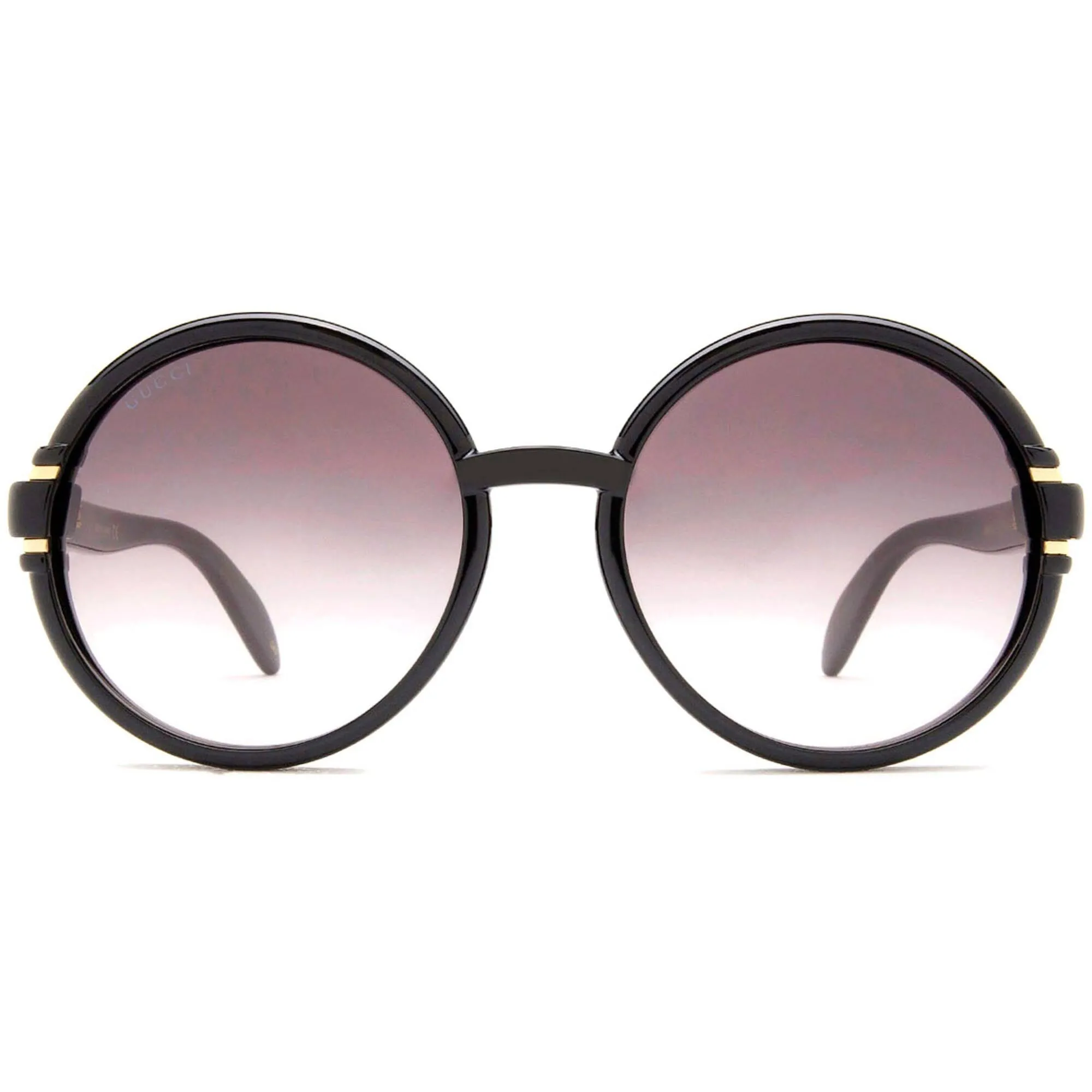 Gucci Women's Sunglasses - Full Rim Shiny Black Plastic Round Frame | GG1067S 001