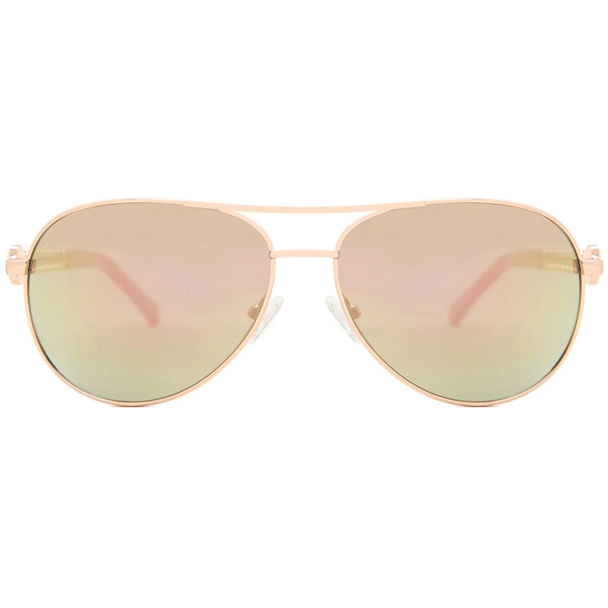 Guess Factory Unisex Sunglasses - Mirrored Lens Shiny Rose Gold Frame | GF6088 28U