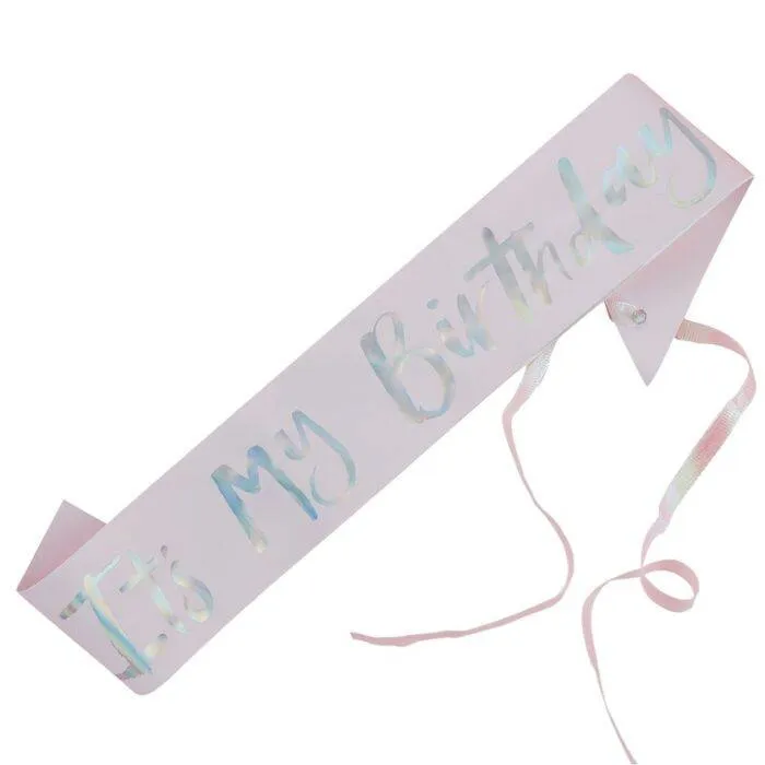 It's My Birthday Pastel Pink Sash S0085