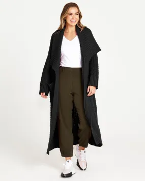 Jacinta Oversized Cable Knit Cardi - Black