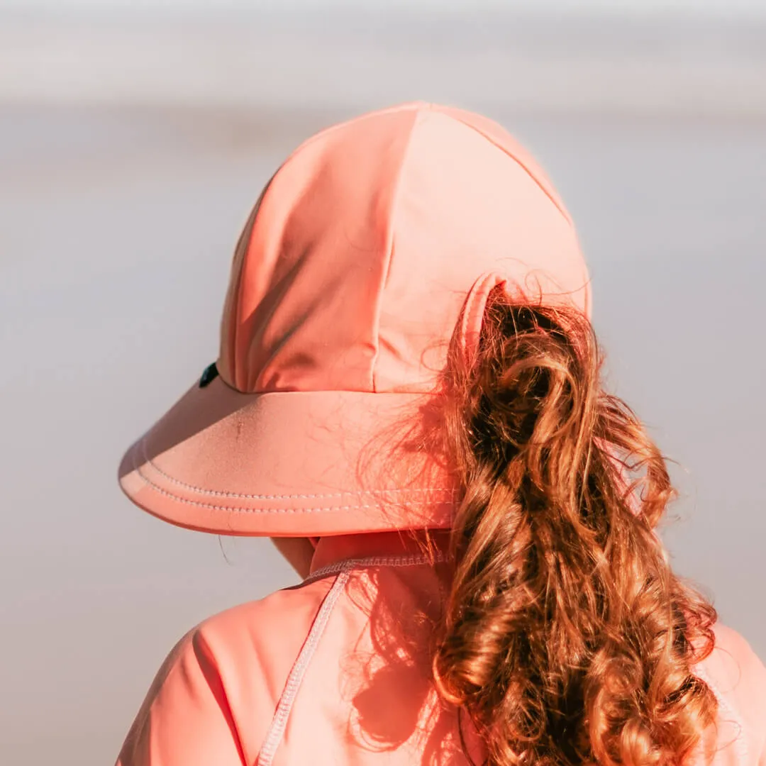 Kids Beach Ponytail Bucket Swim Hat - Peach