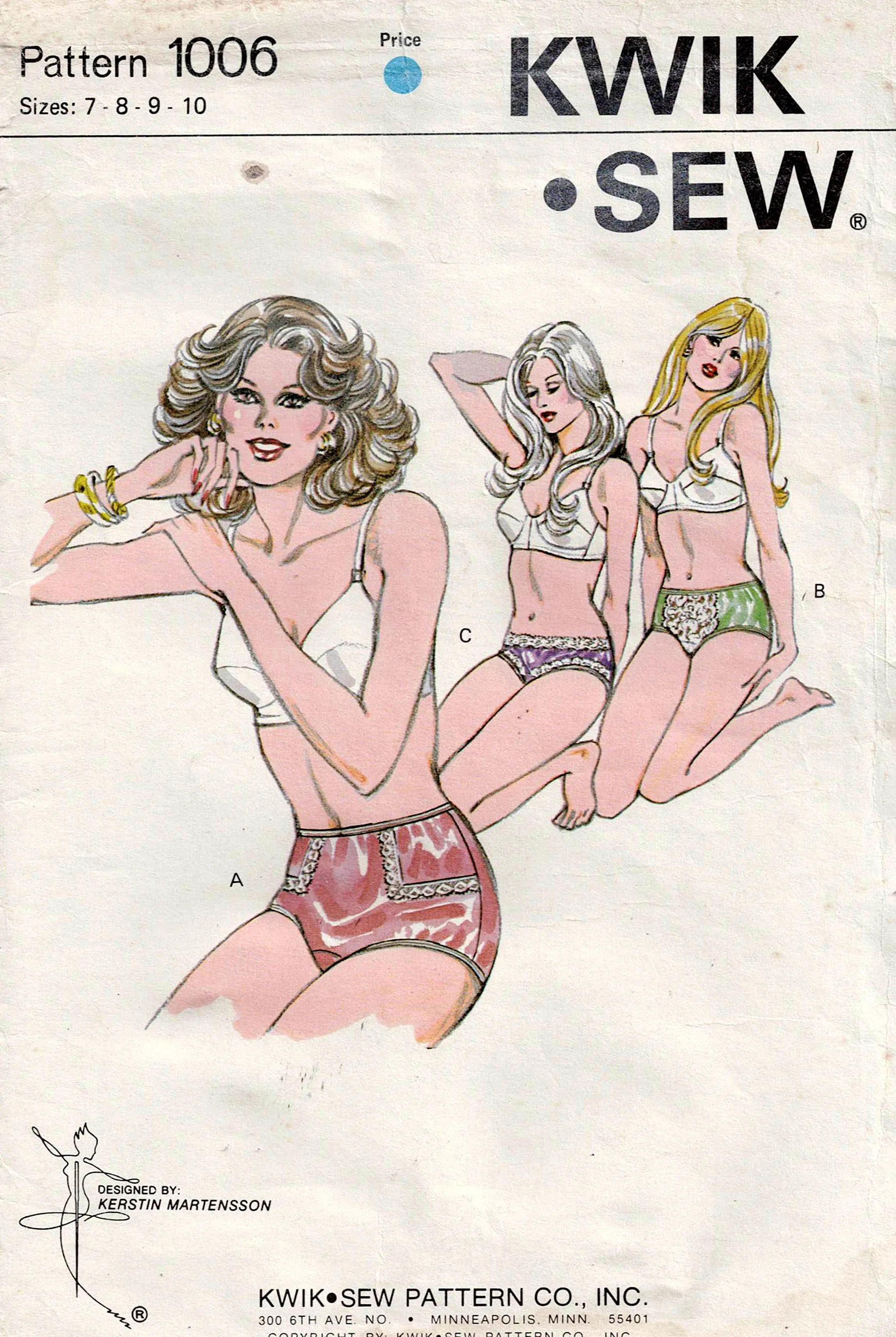 Kwik Sew 1006 Womens Stretch Panties Bikini or Full Briefs 1970s Vintage Sewing Pattern Waist 29 - 35 inches UNCUT Factory Folded