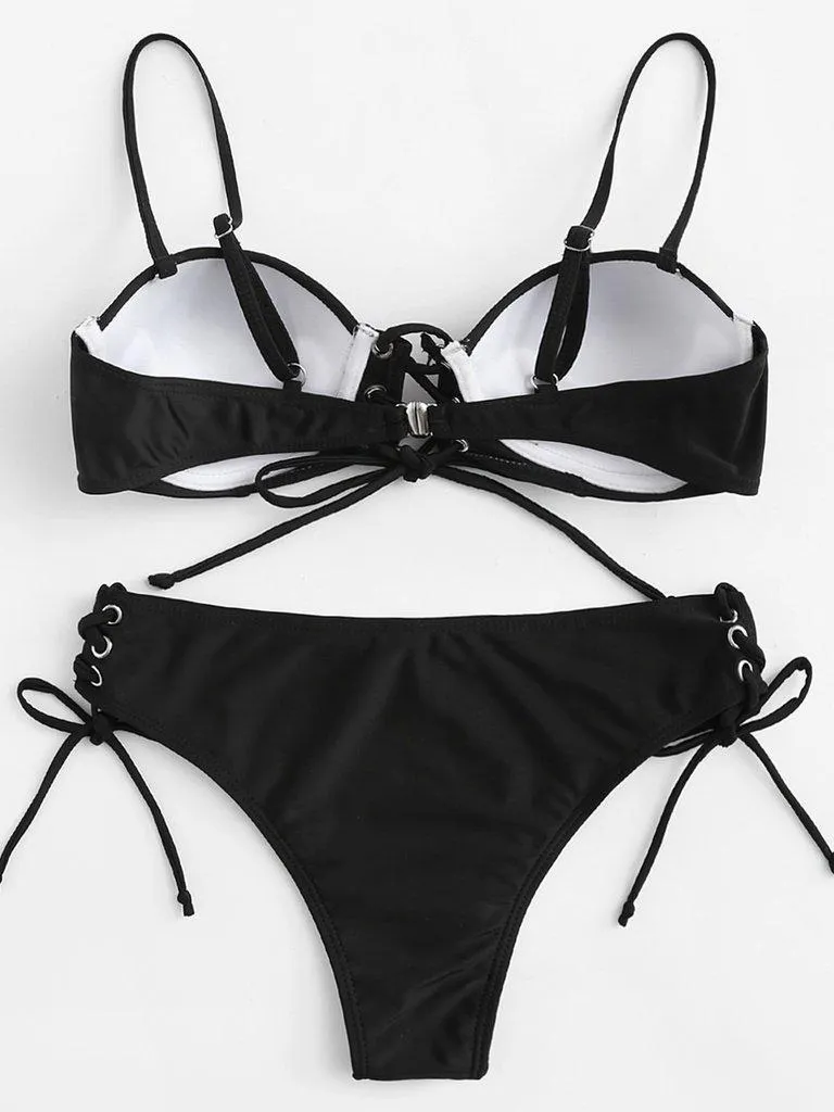 Lace Up Bikini Set