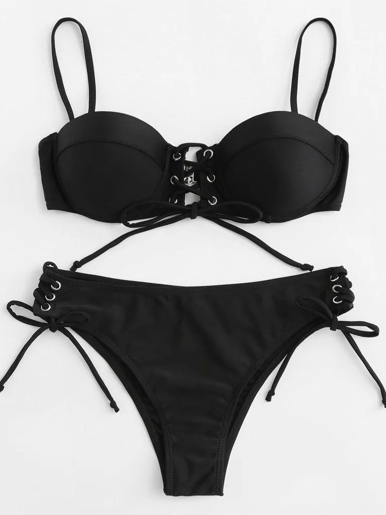 Lace Up Bikini Set
