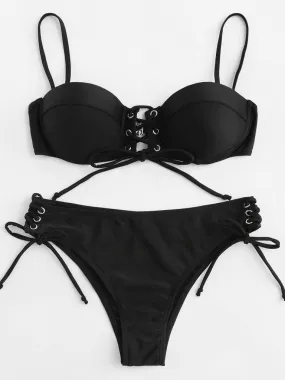 Lace Up Bikini Set
