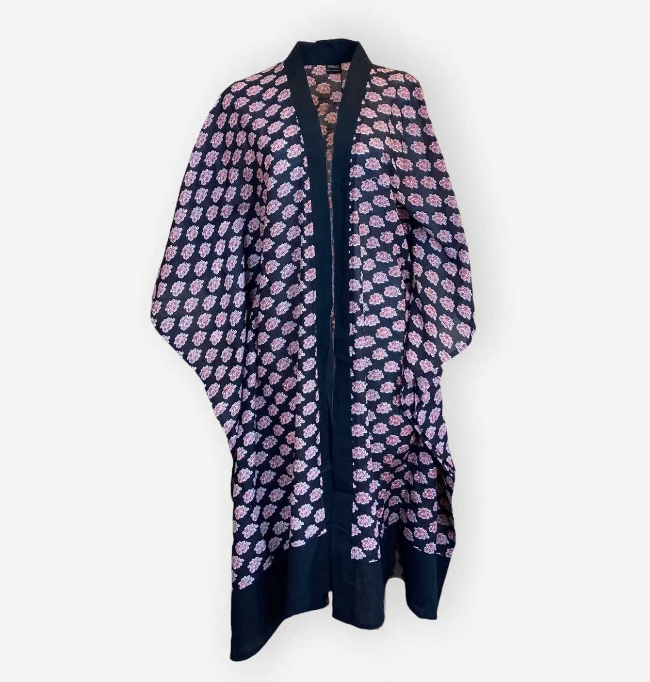 Longline Cotton Coverup  - Black & Rouge