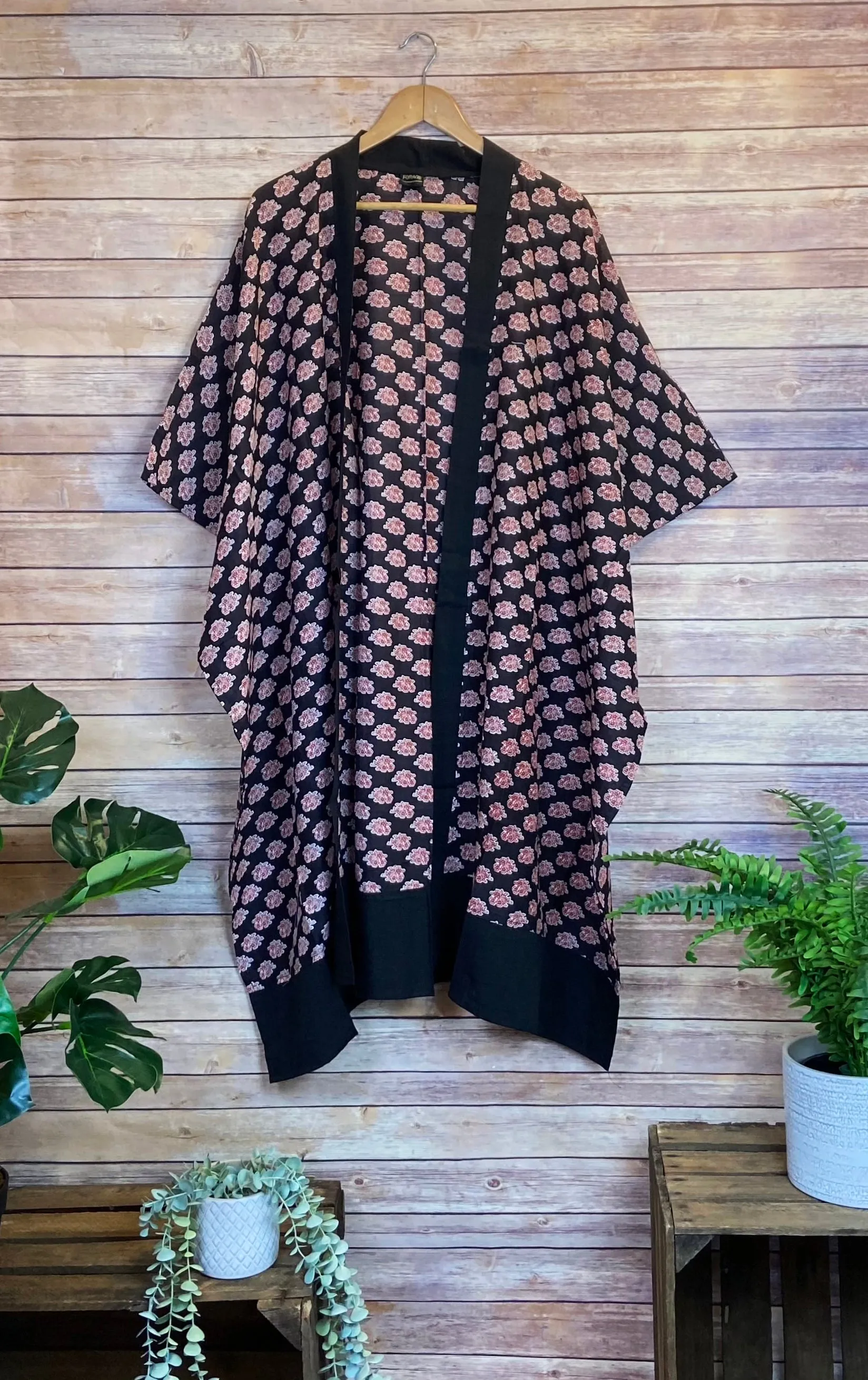 Longline Cotton Coverup  - Black & Rouge