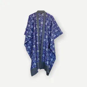 Longline Cotton Coverup  - Grey & Blue