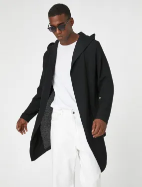Longline Hooded Cardigan in Black