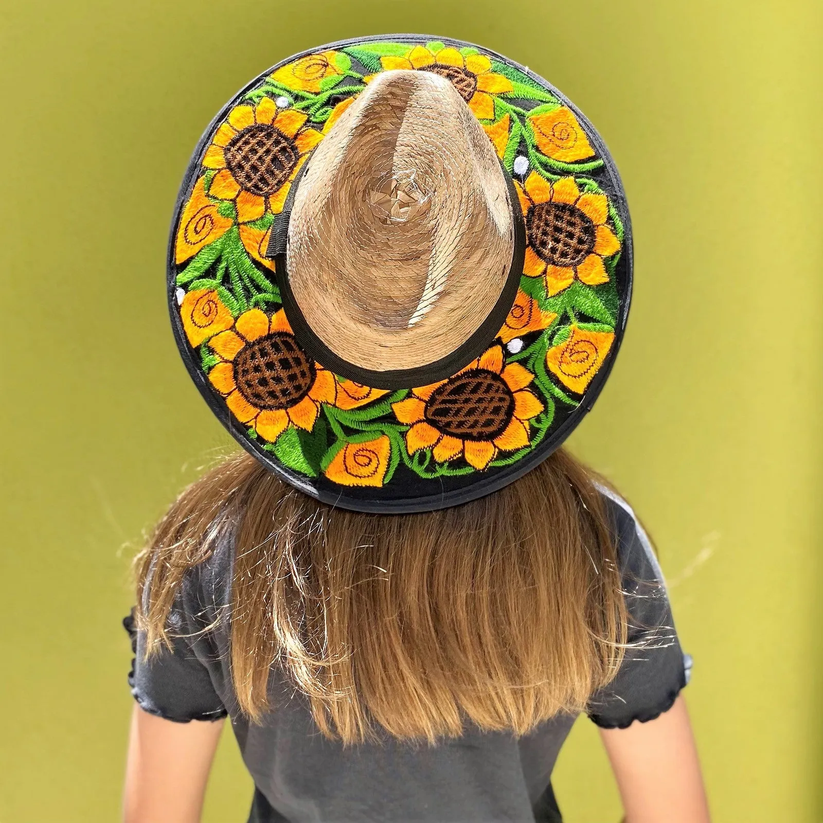 Mexitraders - Embroidered Sun Hat - Sunflowers - Mexico
