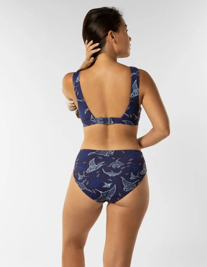 Mid Waist Ocean Manta Womens Bikini Bottoms