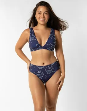 Mid Waist Ocean Manta Womens Bikini Bottoms