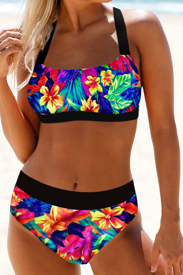 Natural Print Classic Lace-Up Bikini