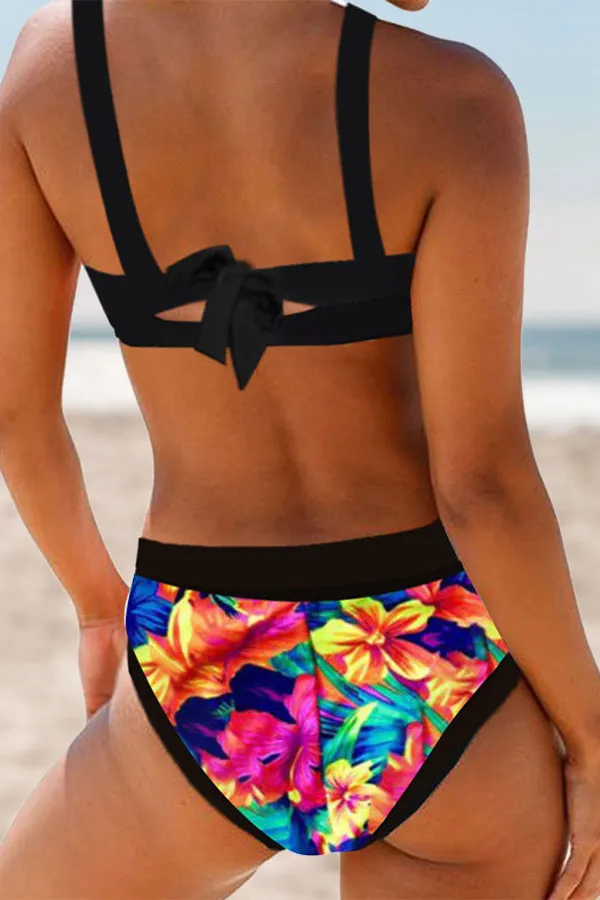 Natural Print Classic Lace-Up Bikini