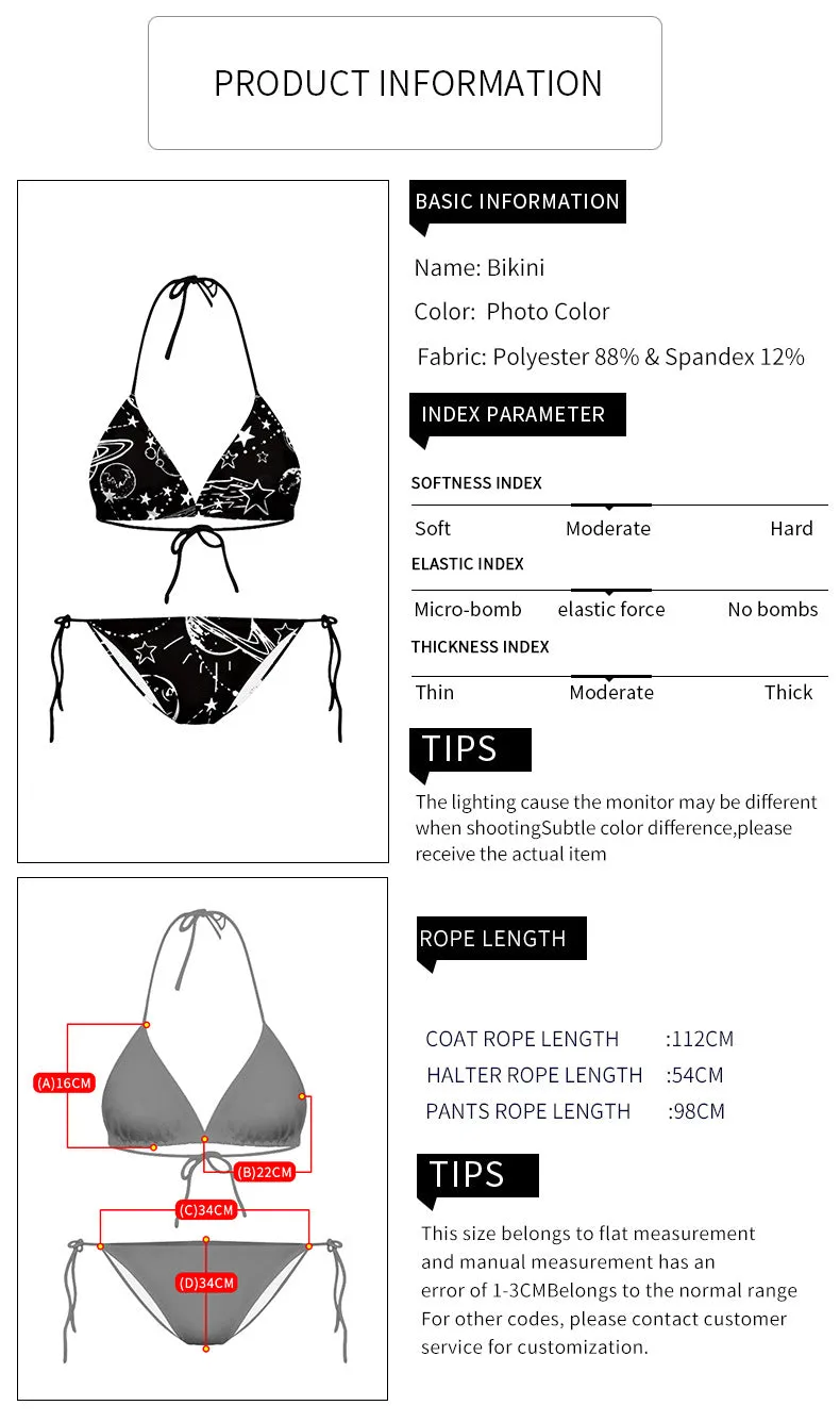 New 3D Digital Printed Punk Pattern Bikini - Sexy Swimwear