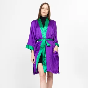 One Size 90s Victoria's Secret Purple & Green Satin Robe
