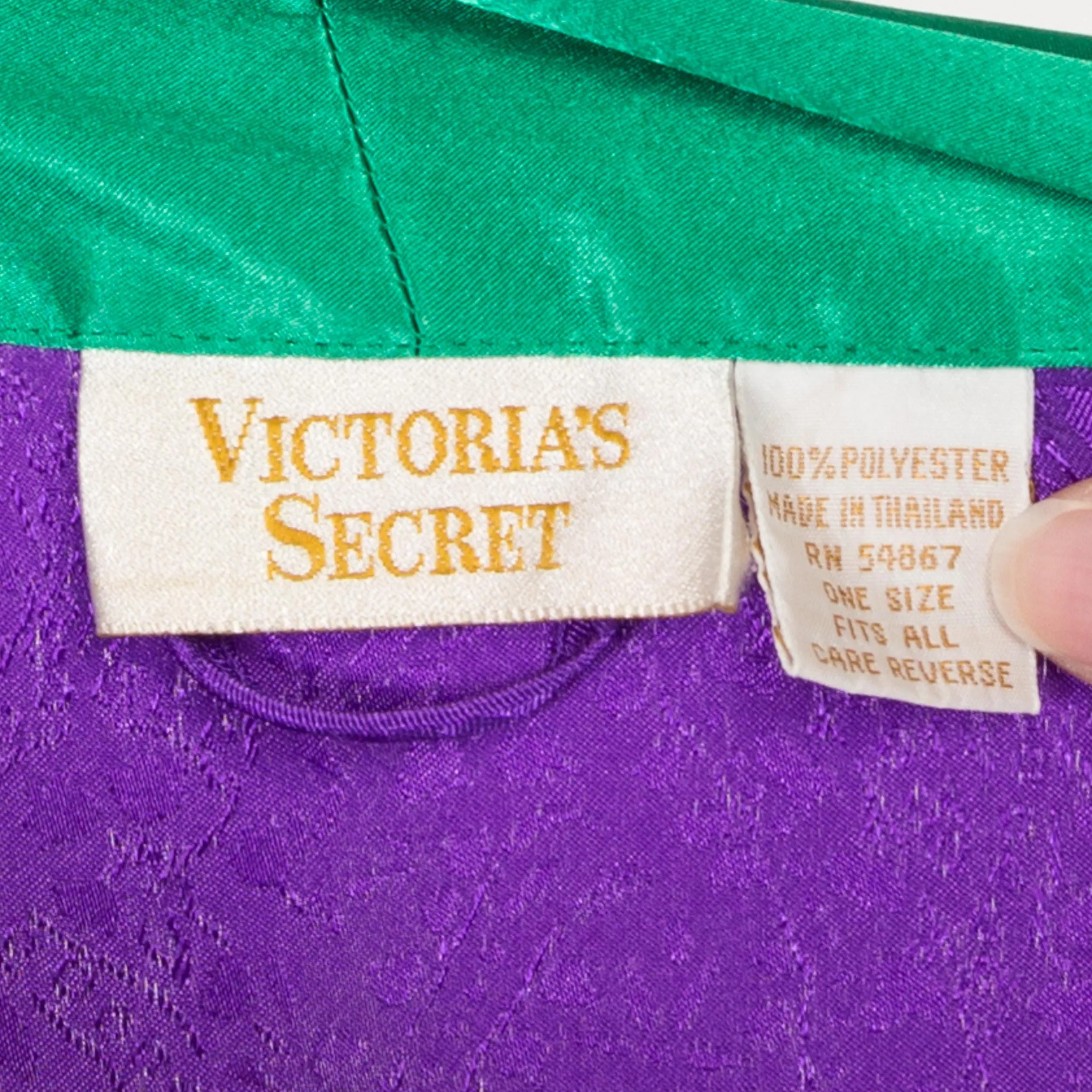 One Size 90s Victoria's Secret Purple & Green Satin Robe