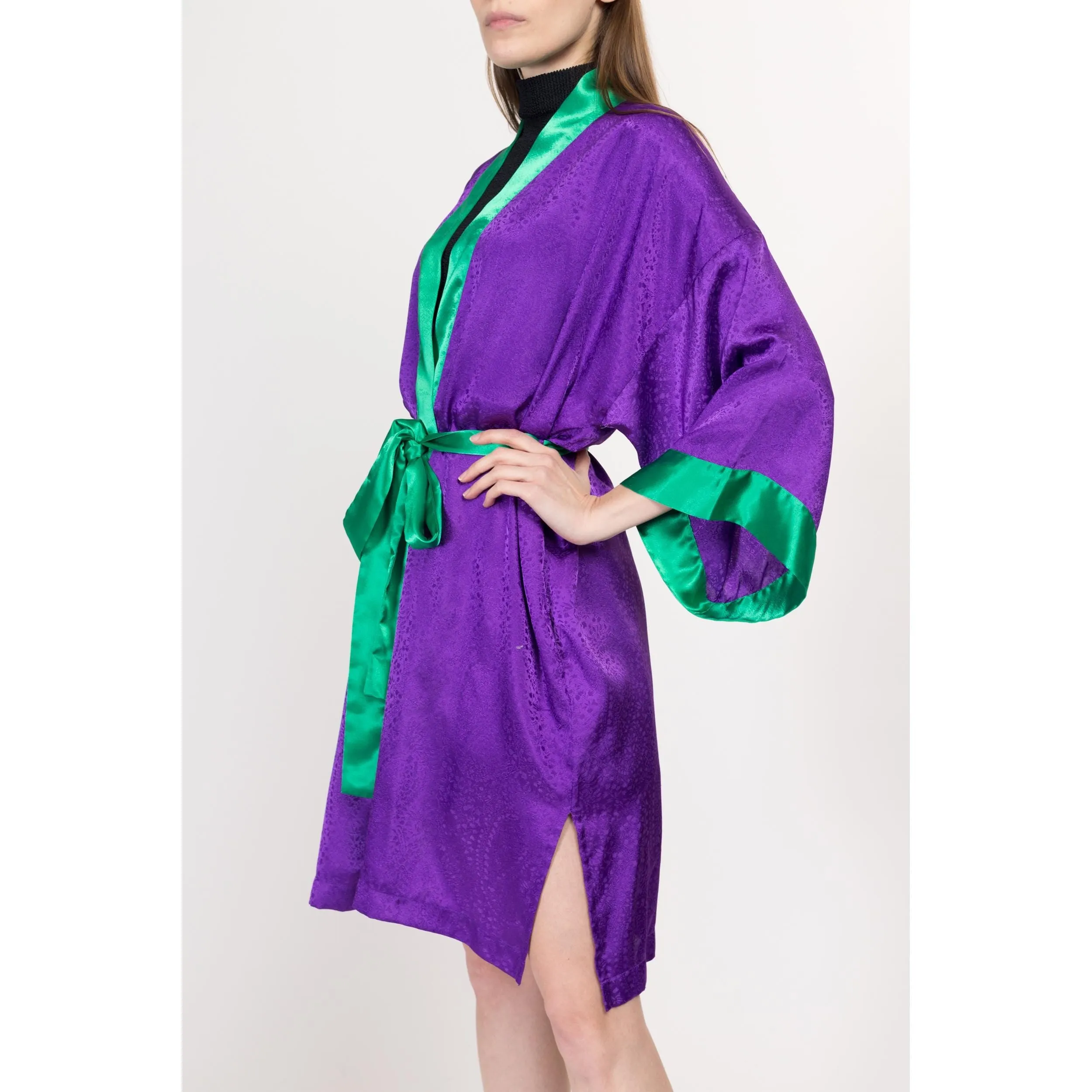 One Size 90s Victoria's Secret Purple & Green Satin Robe