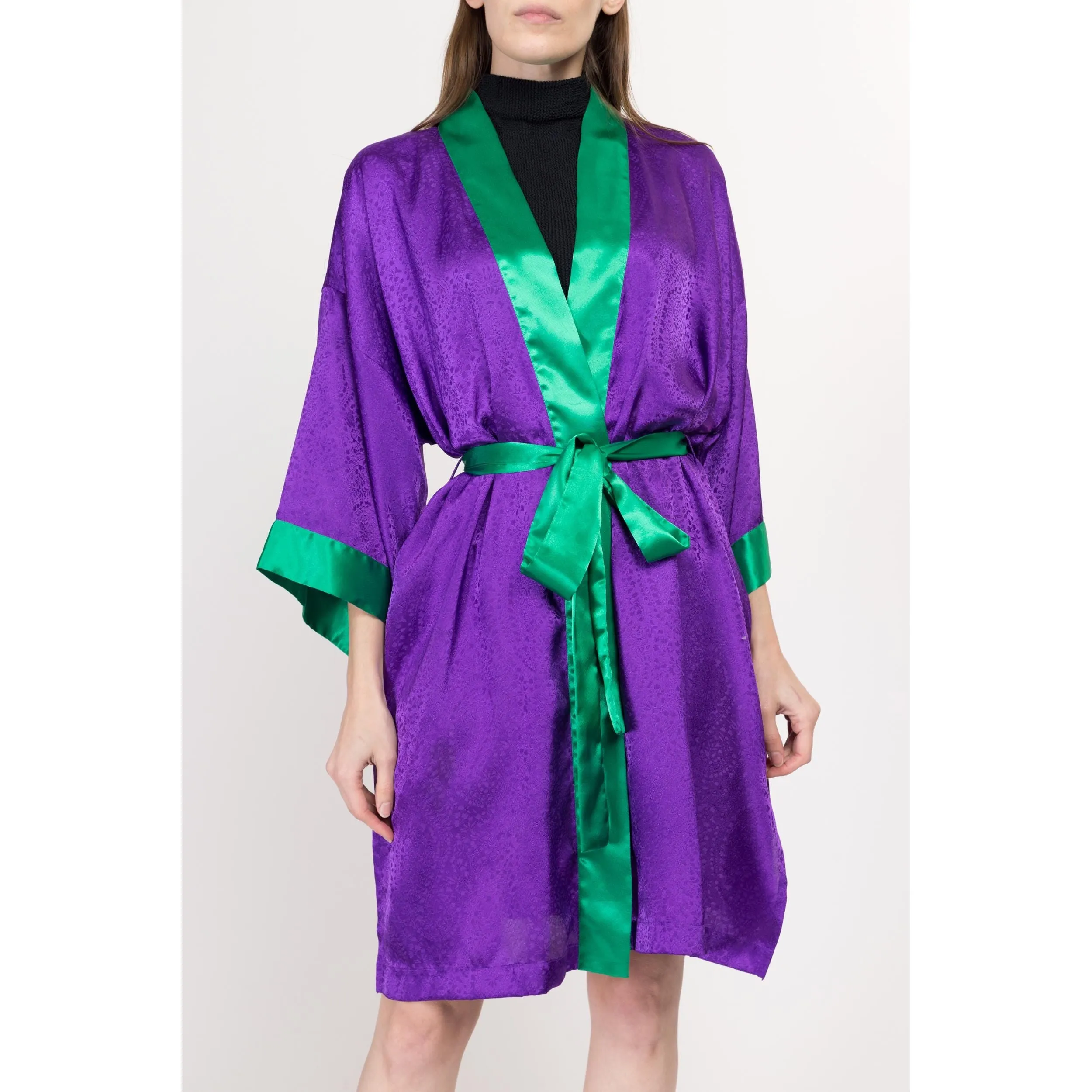 One Size 90s Victoria's Secret Purple & Green Satin Robe