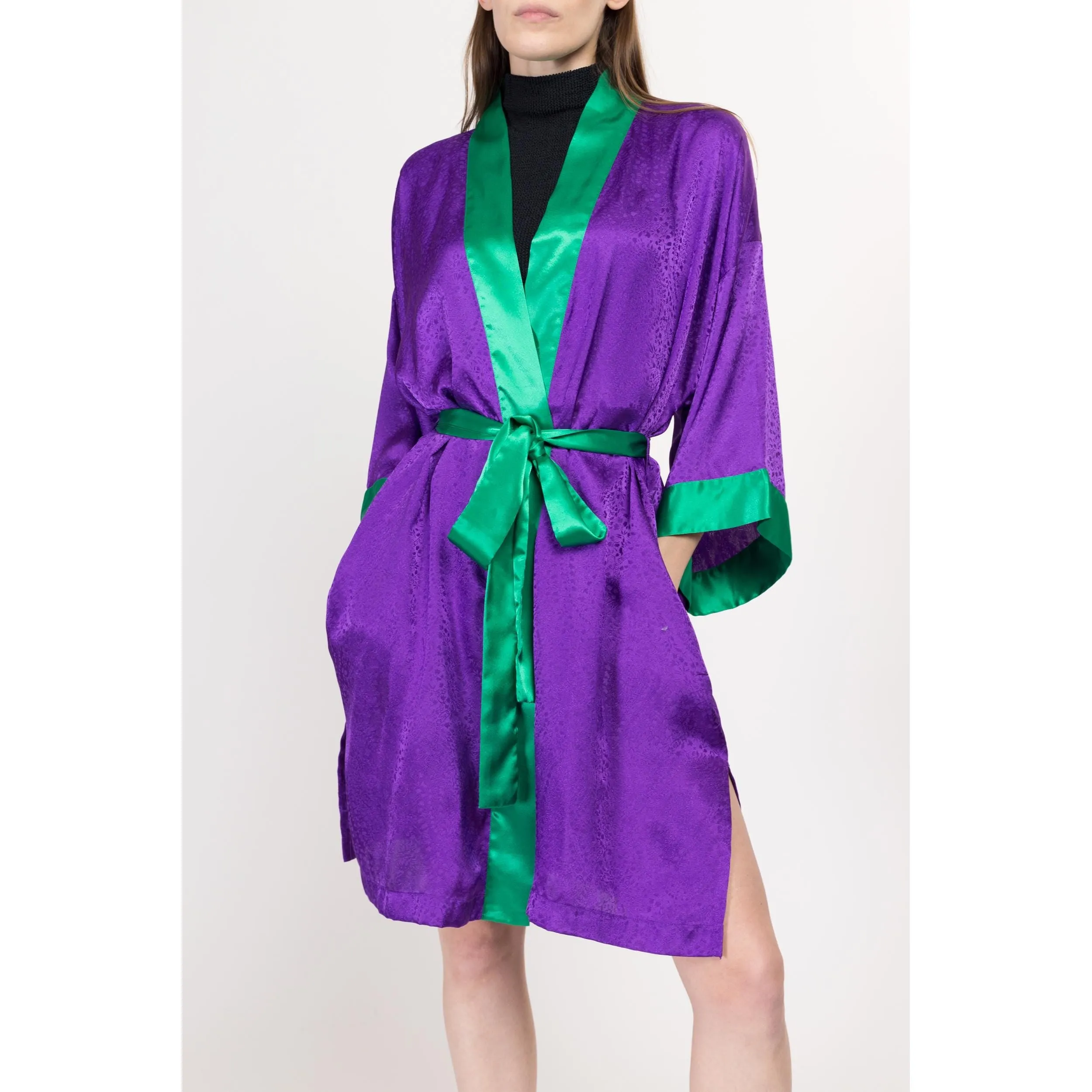 One Size 90s Victoria's Secret Purple & Green Satin Robe